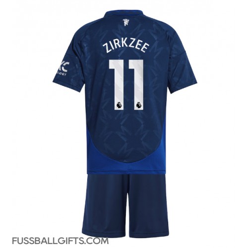 Manchester United Joshua Zirkzee #11 Fußballbekleidung Auswärtstrikot Kinder 2024-25 Kurzarm (+ kurze hosen)